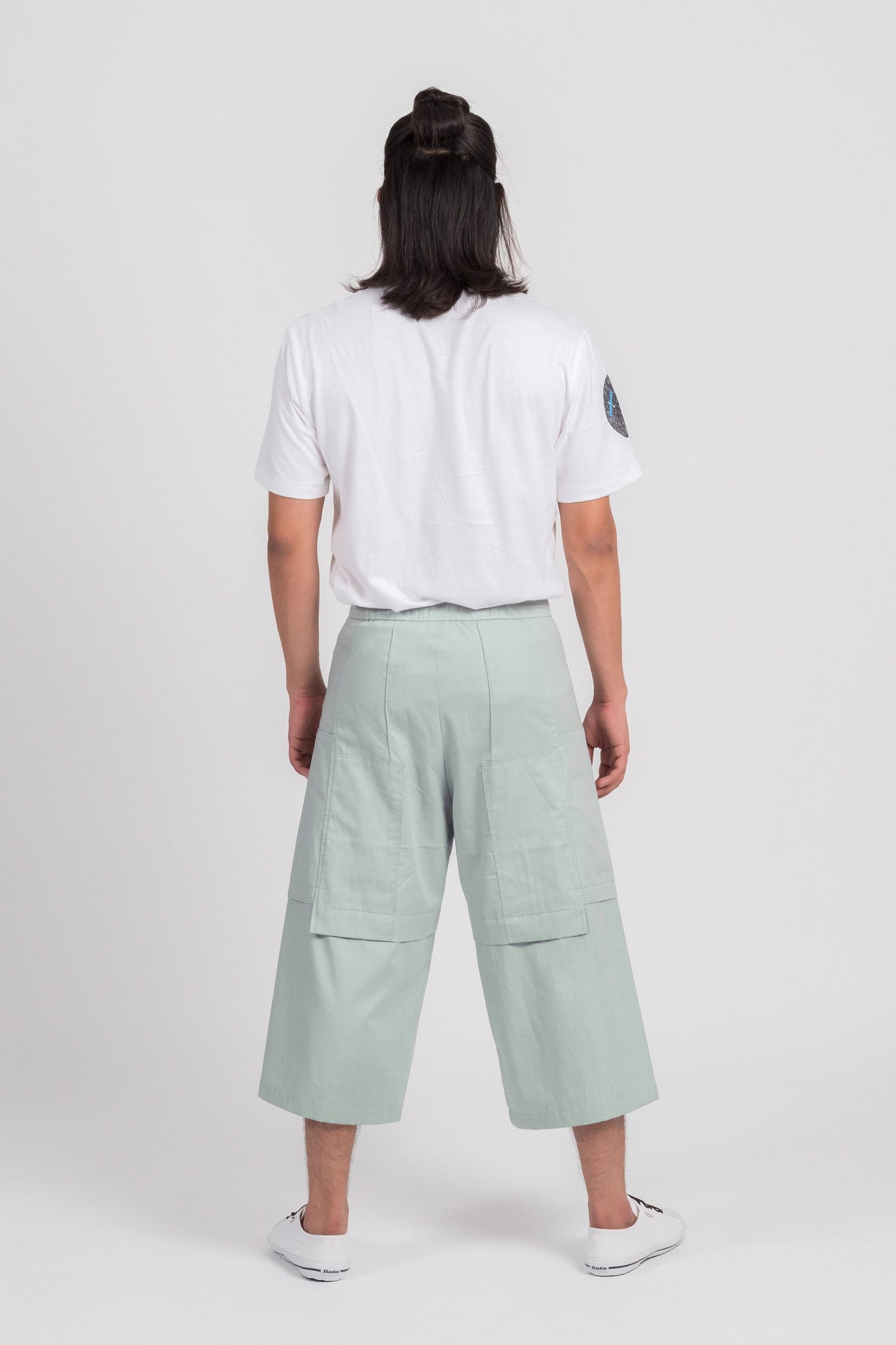 Orbit-Green Long Shorts with Cargo Pockets - BISKIT 