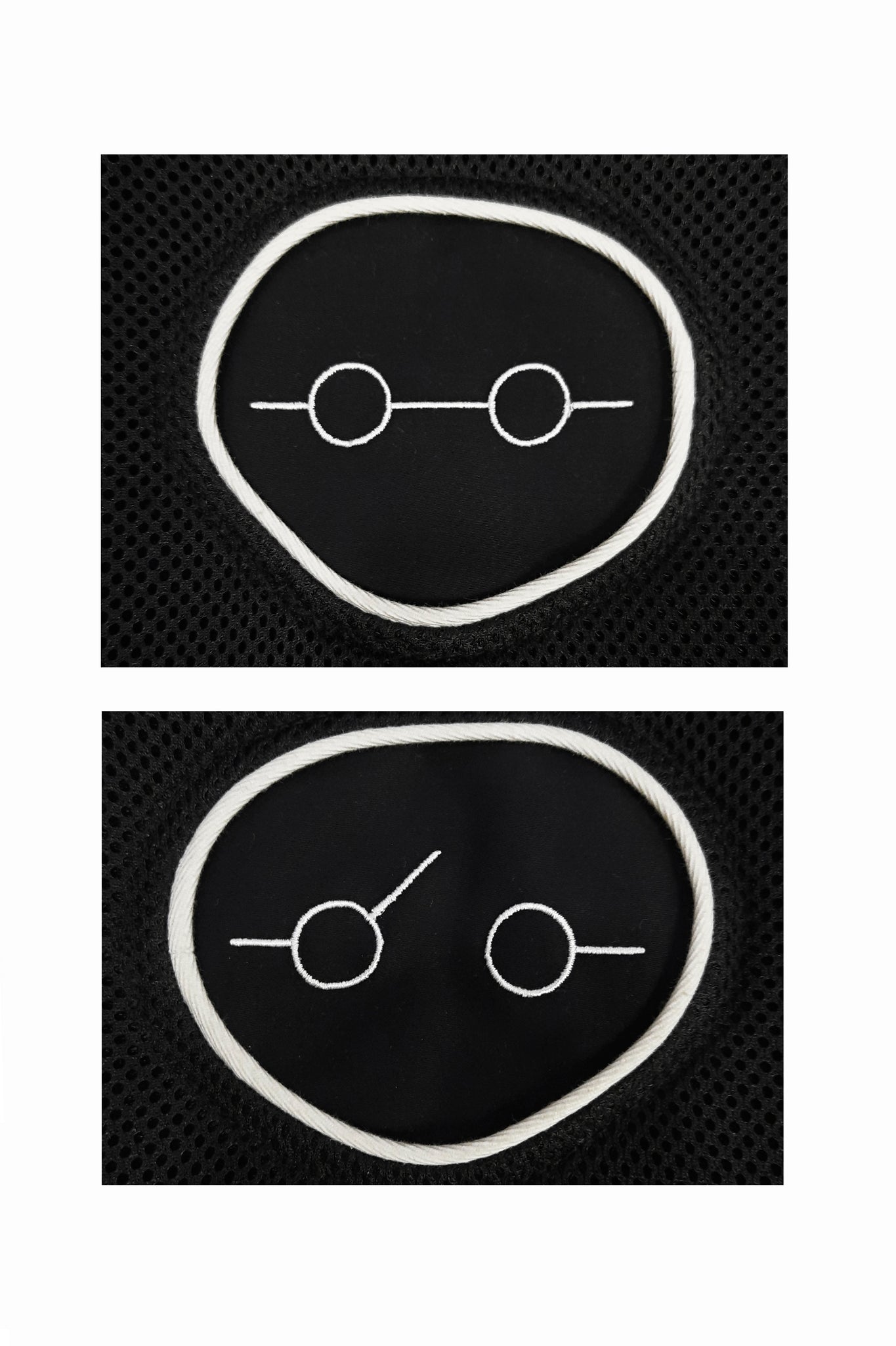 Embroidered ‘on’ symbol / 4th patch- Embroidered ‘off’ symbol