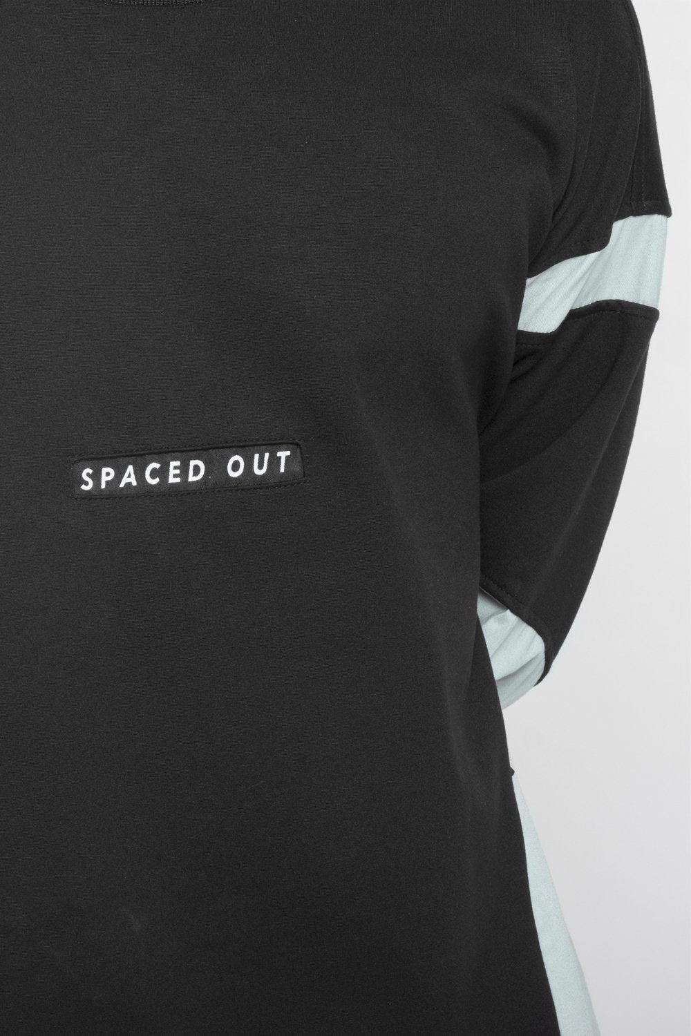 Black Unisex Sweatshirt wit orbit green details and spaced out logo.  Designed in Madras, Made in India  | BISKIT UNISEX CLOTHING LABEL