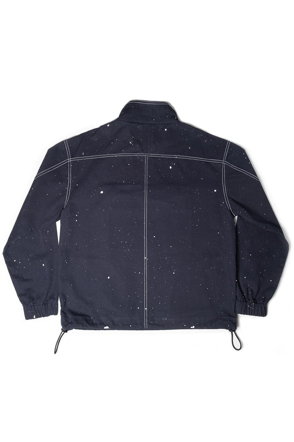 Blue Unisex Drill Jacket. Hand Made, Hand Painted Constellation Print. 100% Cotton. Featured in Vogue Magazine.Designed in Madras, Made in India  | BISKIT UNISEX CLOTHING LABEL